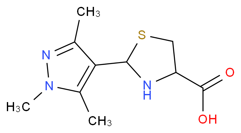 2-(1,3,5-Trimethyl-1H-pyrazol-4-yl)-1,3-thiazolidine-4-carboxylic acid_分子结构_CAS_)