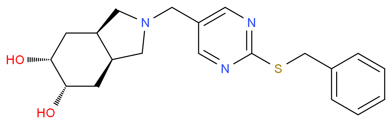 (3aR*,5R*,6S*,7aS*)-2-{[2-(benzylthio)-5-pyrimidinyl]methyl}octahydro-1H-isoindole-5,6-diol_分子结构_CAS_)