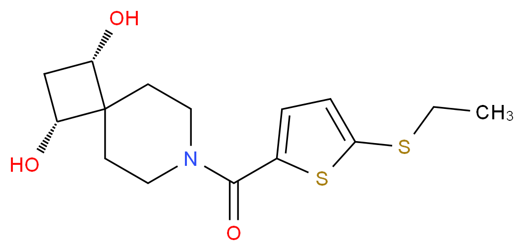 (1R*,3S*)-7-{[5-(ethylthio)-2-thienyl]carbonyl}-7-azaspiro[3.5]nonane-1,3-diol_分子结构_CAS_)