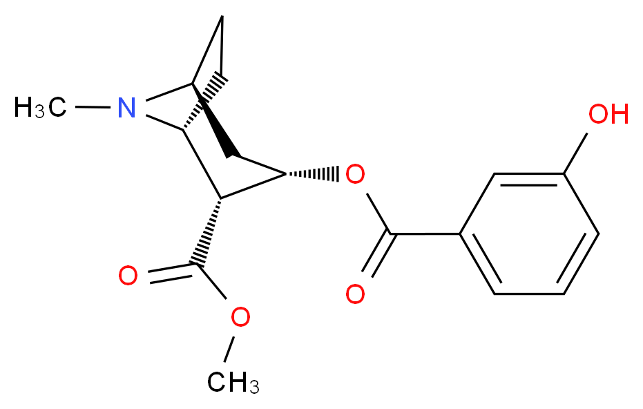 methyl (1R,2R,3S,5S)-3-(3-hydroxybenzoyloxy)-8-methyl-8-azabicyclo[3.2.1]octane-2-carboxylate_分子结构_CAS_71387-58-1