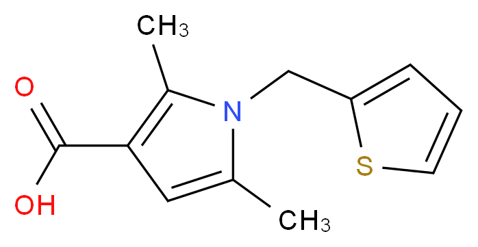 2,5-dimethyl-1-(thiophen-2-ylmethyl)-1H-pyrrole-3-carboxylic acid_分子结构_CAS_306936-14-1