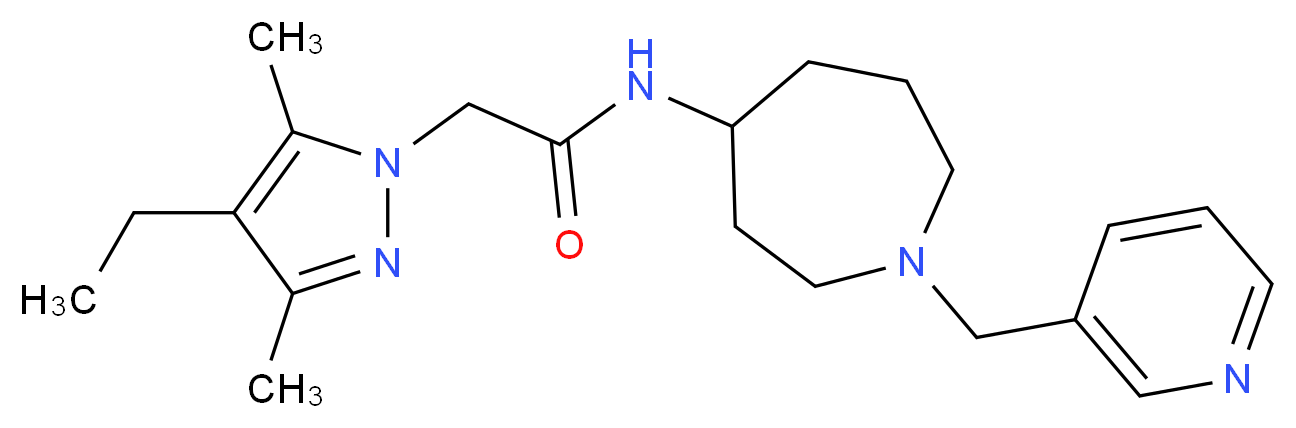 2-(4-ethyl-3,5-dimethyl-1H-pyrazol-1-yl)-N-[1-(3-pyridinylmethyl)-4-azepanyl]acetamide_分子结构_CAS_)