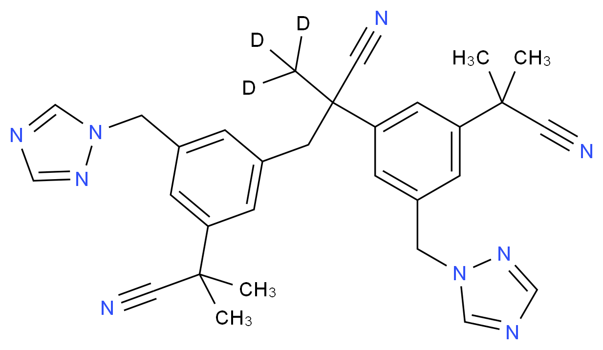 2,3-bis[3-(1-cyano-1-methylethyl)-5-(1H-1,2,4-triazol-1-ylmethyl)phenyl]-2-(<sup>2</sup>H<sub>3</sub>)methylpropanenitrile_分子结构_CAS_1329809-14-4