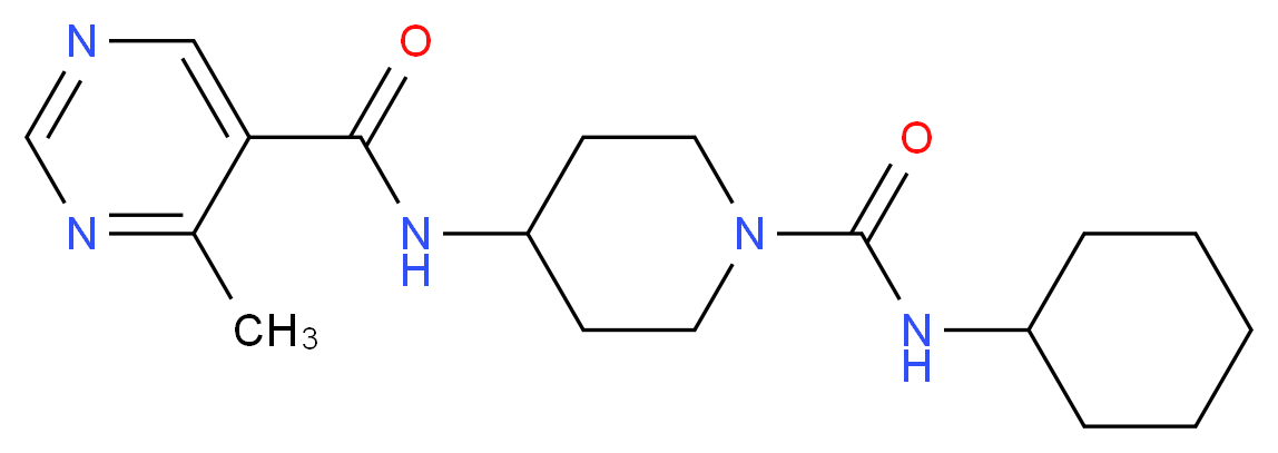 N-{1-[(cyclohexylamino)carbonyl]piperidin-4-yl}-4-methylpyrimidine-5-carboxamide_分子结构_CAS_)
