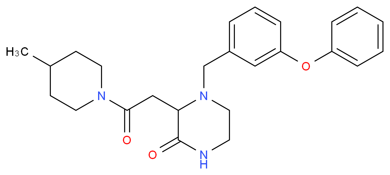3-[2-(4-methyl-1-piperidinyl)-2-oxoethyl]-4-(3-phenoxybenzyl)-2-piperazinone_分子结构_CAS_)