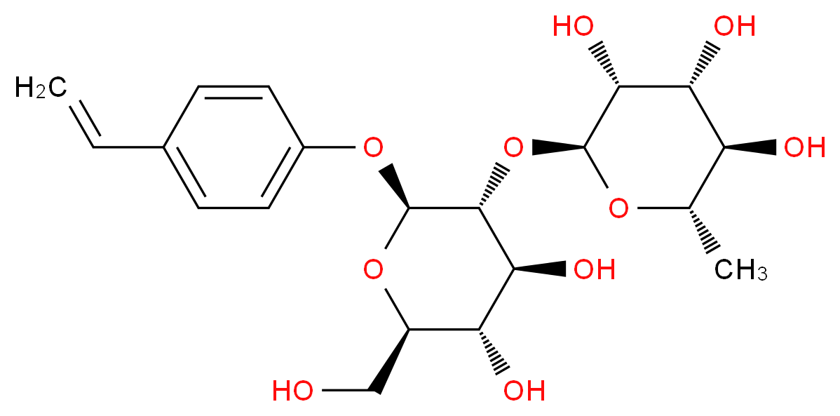 (2S,3R,4R,5R,6S)-2-{[(2S,3R,4S,5S,6R)-2-(4-ethenylphenoxy)-4,5-dihydroxy-6-(hydroxymethyl)oxan-3-yl]oxy}-6-methyloxane-3,4,5-triol_分子结构_CAS_90852-99-6