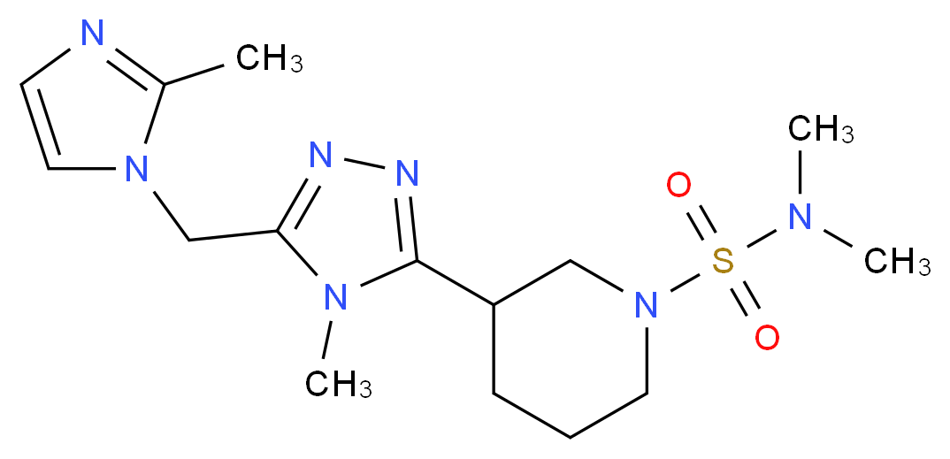 N,N-dimethyl-3-{4-methyl-5-[(2-methyl-1H-imidazol-1-yl)methyl]-4H-1,2,4-triazol-3-yl}piperidine-1-sulfonamide_分子结构_CAS_)
