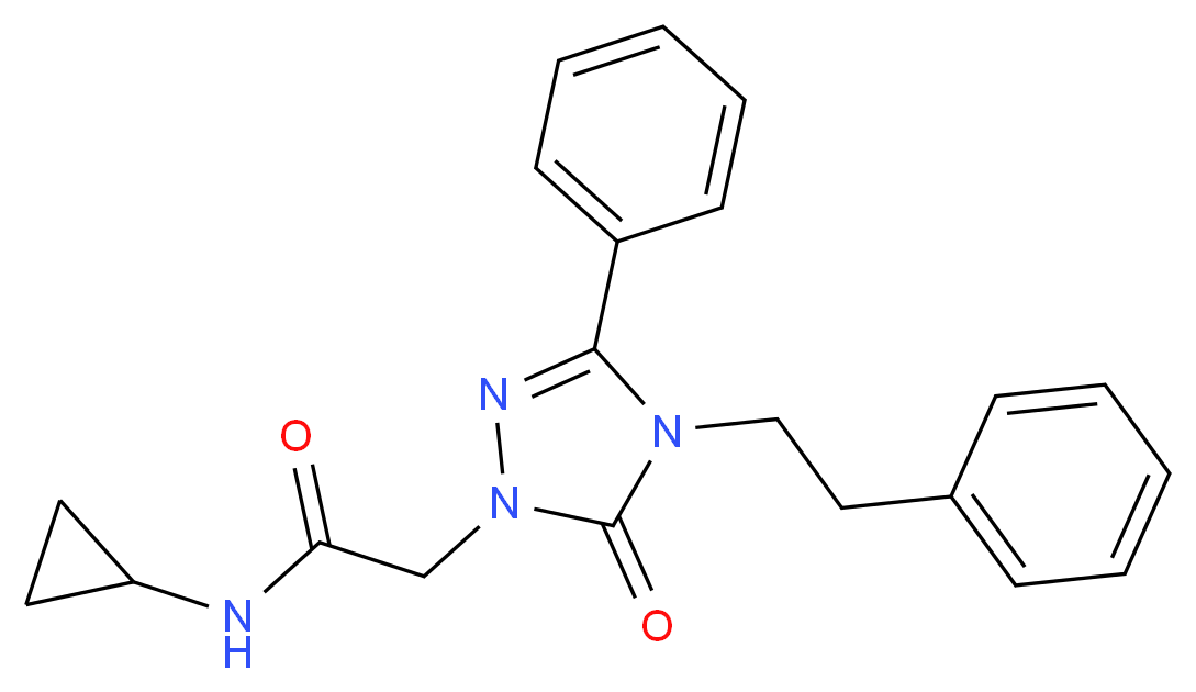 N-cyclopropyl-2-[5-oxo-3-phenyl-4-(2-phenylethyl)-4,5-dihydro-1H-1,2,4-triazol-1-yl]acetamide_分子结构_CAS_)