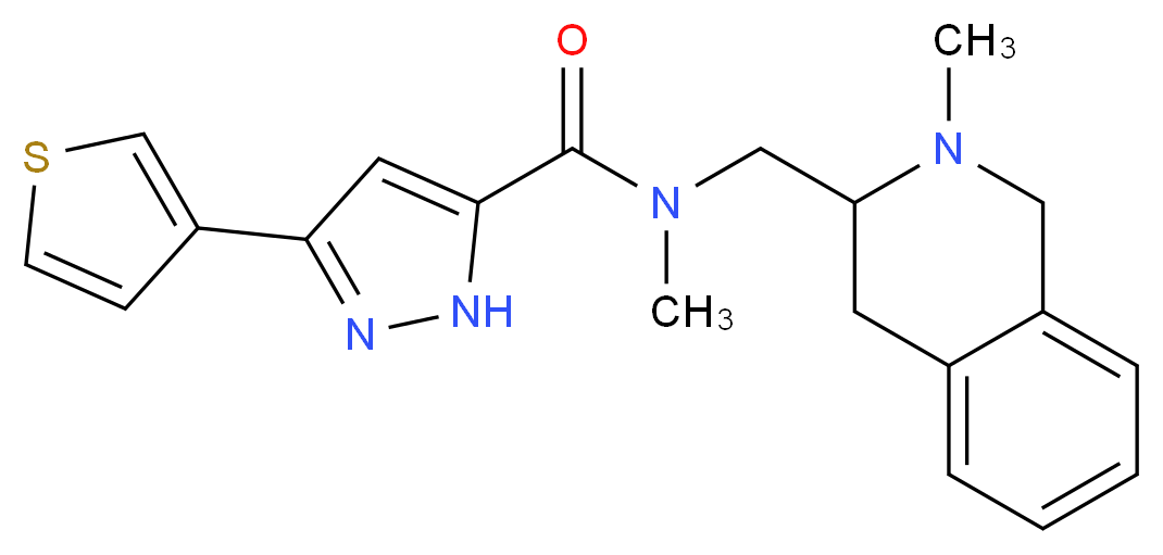 N-methyl-N-[(2-methyl-1,2,3,4-tetrahydro-3-isoquinolinyl)methyl]-3-(3-thienyl)-1H-pyrazole-5-carboxamide_分子结构_CAS_)