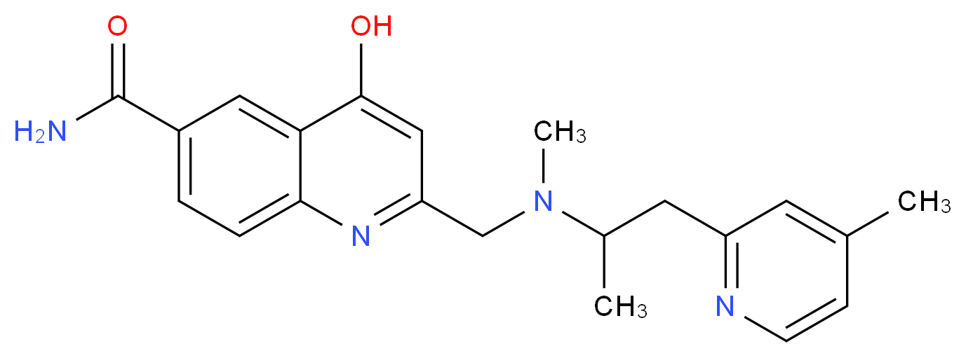 4-hydroxy-2-({methyl[1-methyl-2-(4-methylpyridin-2-yl)ethyl]amino}methyl)quinoline-6-carboxamide_分子结构_CAS_)