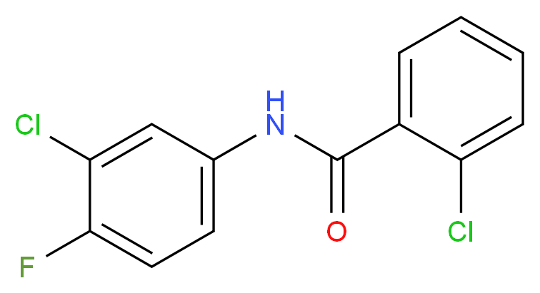 2-chloro-N-(3-chloro-4-fluorophenyl)benzamide_分子结构_CAS_301159-88-6