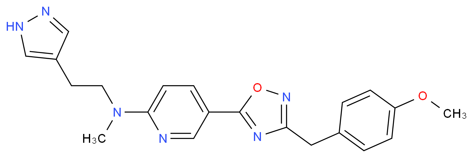 5-[3-(4-methoxybenzyl)-1,2,4-oxadiazol-5-yl]-N-methyl-N-[2-(1H-pyrazol-4-yl)ethyl]-2-pyridinamine_分子结构_CAS_)