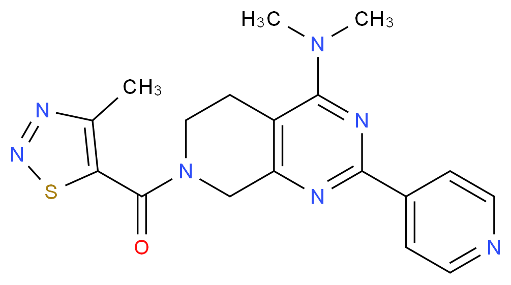 N,N-dimethyl-7-[(4-methyl-1,2,3-thiadiazol-5-yl)carbonyl]-2-(4-pyridinyl)-5,6,7,8-tetrahydropyrido[3,4-d]pyrimidin-4-amine_分子结构_CAS_)