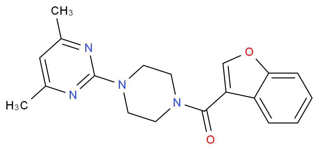 2-[4-(1-benzofuran-3-ylcarbonyl)piperazin-1-yl]-4,6-dimethylpyrimidine_分子结构_CAS_)
