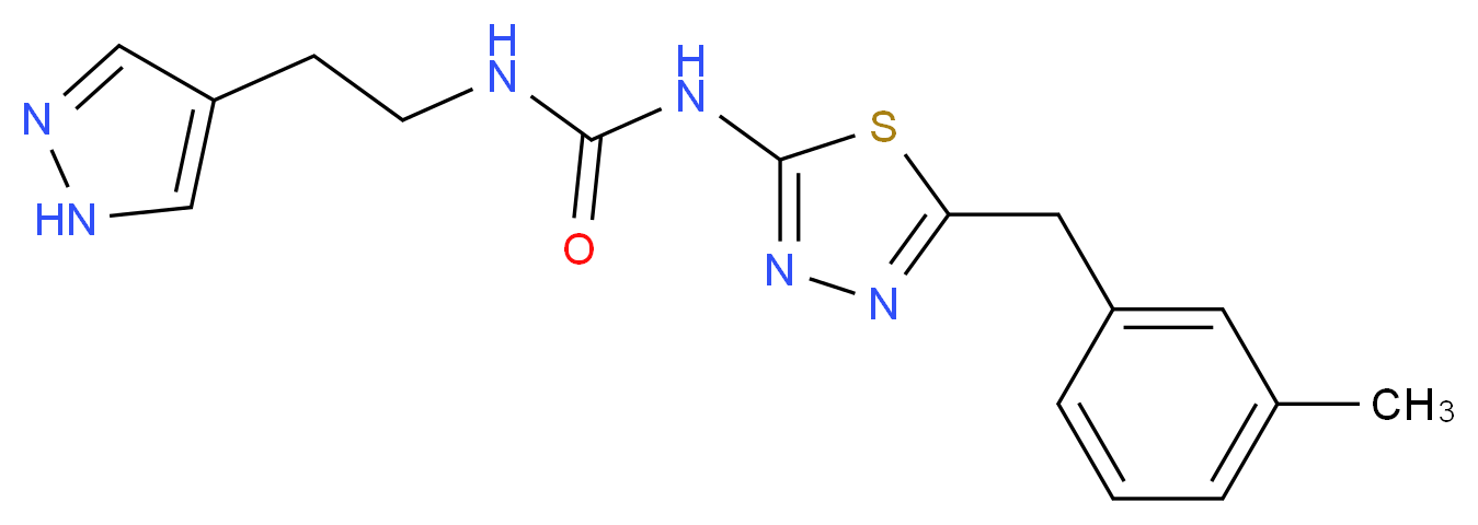 N-[5-(3-methylbenzyl)-1,3,4-thiadiazol-2-yl]-N'-[2-(1H-pyrazol-4-yl)ethyl]urea_分子结构_CAS_)