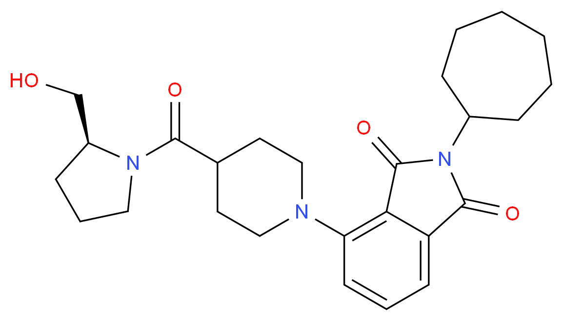 2-cycloheptyl-4-(4-{[(2S)-2-(hydroxymethyl)-1-pyrrolidinyl]carbonyl}-1-piperidinyl)-1H-isoindole-1,3(2H)-dione_分子结构_CAS_)