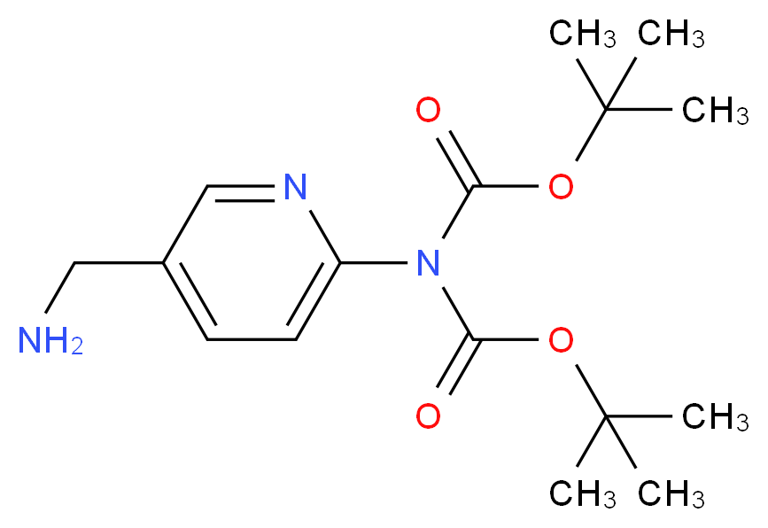 2-Amino-5-(aminomethyl)pyridine, 2,2-Bis-BOC protected_分子结构_CAS_1027511-51-8)