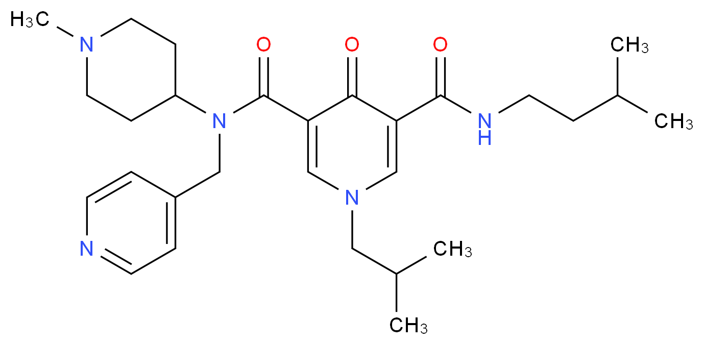 1-isobutyl-N'-(3-methylbutyl)-N-(1-methyl-4-piperidinyl)-4-oxo-N-(4-pyridinylmethyl)-1,4-dihydro-3,5-pyridinedicarboxamide_分子结构_CAS_)