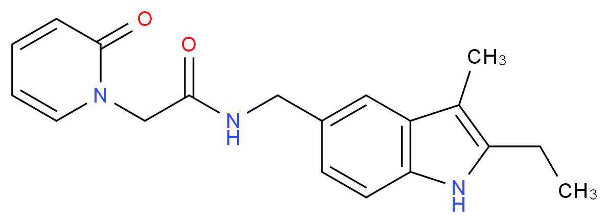 N-[(2-ethyl-3-methyl-1H-indol-5-yl)methyl]-2-(2-oxopyridin-1(2H)-yl)acetamide_分子结构_CAS_)