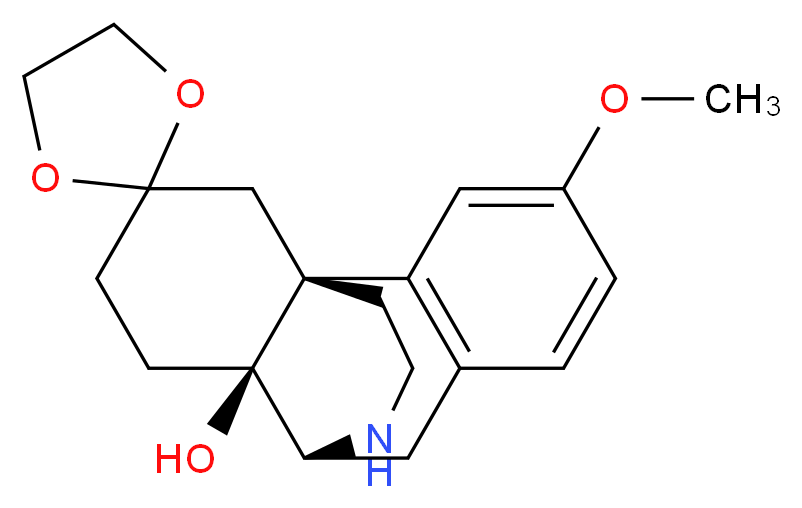 (1'R,9'R,10'S)-4'-methoxy-17'-azaspiro[1,3-dioxolane-2,13'-tetracyclo[7.5.3.0<sup>1</sup>,<sup>1</sup><sup>0</sup>.0<sup>2</sup>,<sup>7</sup>]heptadecane]-2'(7'),3',5'-trien-10'-ol_分子结构_CAS_1612-45-9