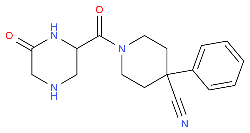 1-[(6-oxopiperazin-2-yl)carbonyl]-4-phenylpiperidine-4-carbonitrile_分子结构_CAS_)