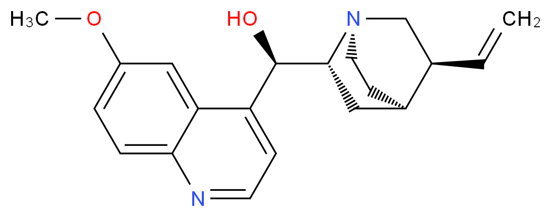 (R)-[(2R,4R,5S)-5-ethenyl-1-azabicyclo[2.2.2]octan-2-yl](6-methoxyquinolin-4-yl)methanol_分子结构_CAS_130-95-0