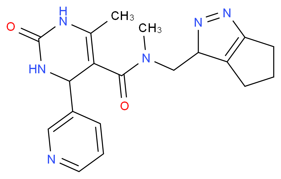 N,6-dimethyl-2-oxo-4-pyridin-3-yl-N-(3,4,5,6-tetrahydrocyclopenta[c]pyrazol-3-ylmethyl)-1,2,3,4-tetrahydropyrimidine-5-carboxamide_分子结构_CAS_)