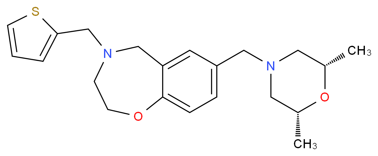 7-{[(2R*,6S*)-2,6-dimethyl-4-morpholinyl]methyl}-4-(2-thienylmethyl)-2,3,4,5-tetrahydro-1,4-benzoxazepine_分子结构_CAS_)