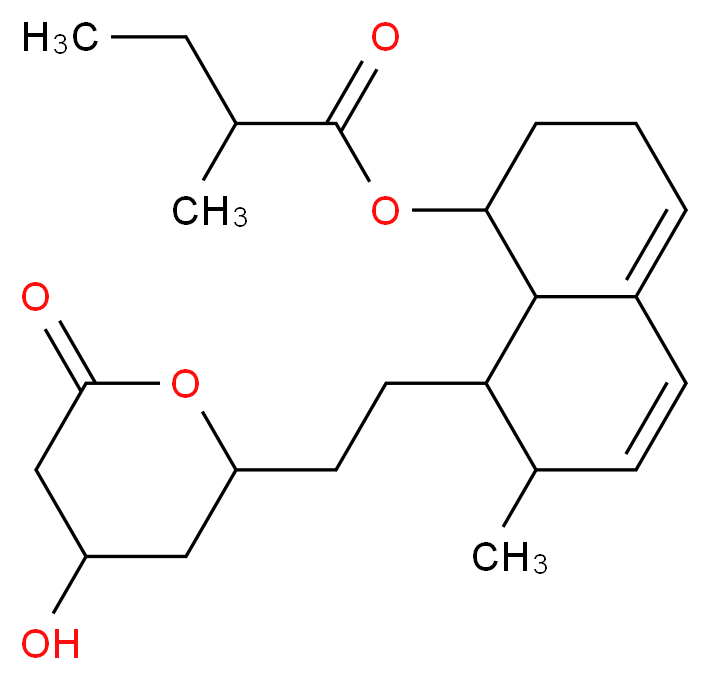 8-[2-(4-hydroxy-6-oxooxan-2-yl)ethyl]-7-methyl-1,2,3,7,8,8a-hexahydronaphthalen-1-yl 2-methylbutanoate_分子结构_CAS_73573-88-3