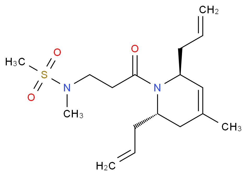 N-{3-[(2S*,6S*)-2,6-diallyl-4-methyl-3,6-dihydropyridin-1(2H)-yl]-3-oxopropyl}-N-methylmethanesulfonamide_分子结构_CAS_)