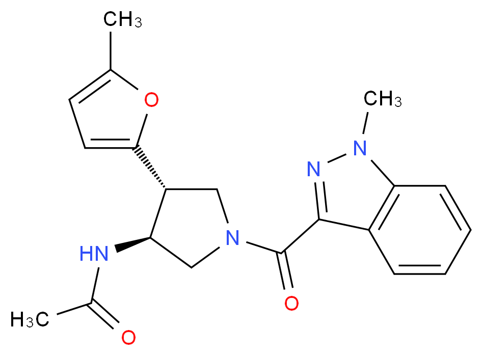 N-{(3S*,4R*)-4-(5-methyl-2-furyl)-1-[(1-methyl-1H-indazol-3-yl)carbonyl]pyrrolidin-3-yl}acetamide_分子结构_CAS_)