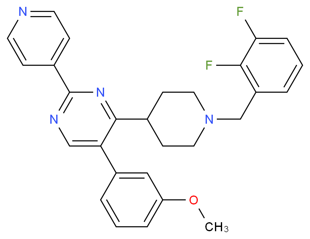 4-[1-(2,3-difluorobenzyl)-4-piperidinyl]-5-(3-methoxyphenyl)-2-(4-pyridinyl)pyrimidine_分子结构_CAS_)