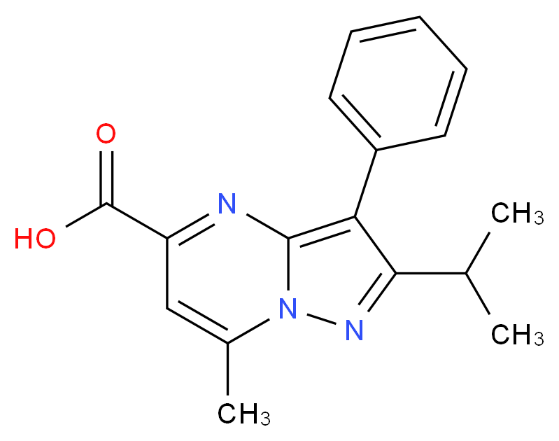 2-isopropyl-7-methyl-3-phenylpyrazolo[1,5-a]pyrimidine-5-carboxylic acid_分子结构_CAS_)