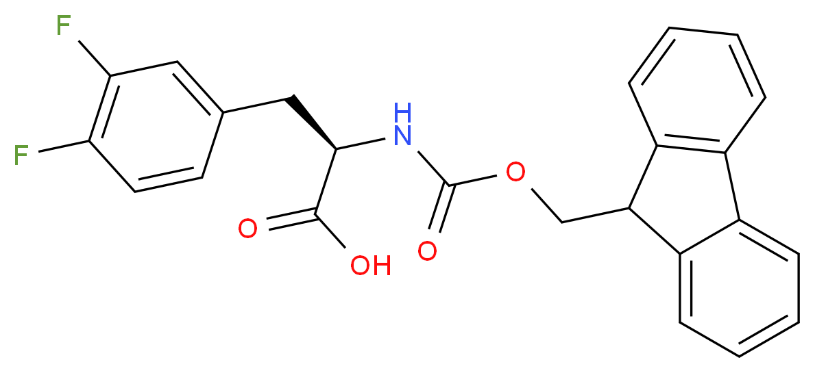 (2R)-3-(3,4-difluorophenyl)-2-({[(9H-fluoren-9-yl)methoxy]carbonyl}amino)propanoic acid_分子结构_CAS_198545-59-4