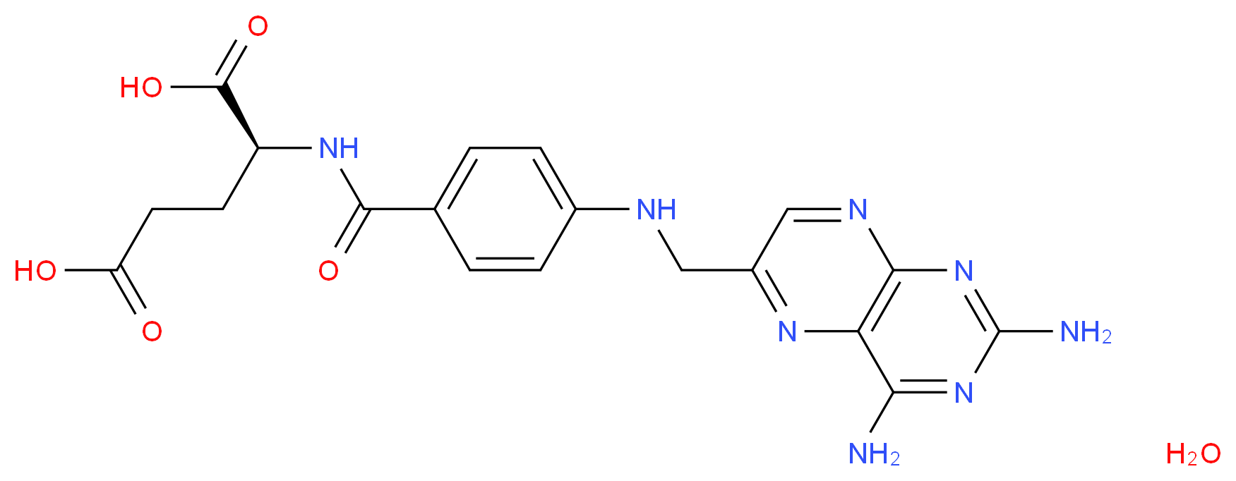 (2S)-2-[(4-{[(2,4-diaminopteridin-6-yl)methyl]amino}phenyl)formamido]pentanedioic acid hydrate_分子结构_CAS_54-62-6