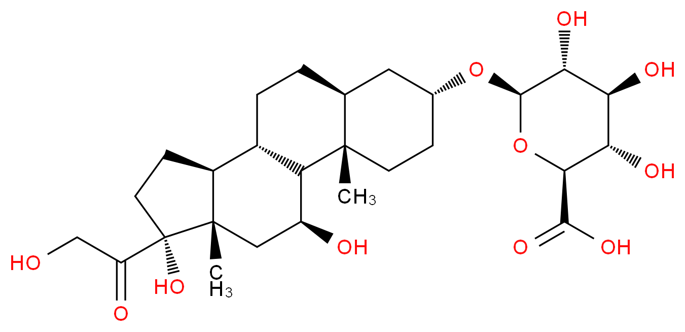 (2S,3S,4S,5R,6R)-6-{[(2S,5R,7S,10S,11S,14R,15S,17S)-14,17-dihydroxy-14-(2-hydroxyacetyl)-2,15-dimethyltetracyclo[8.7.0.0<sup>2</sup>,<sup>7</sup>.0<sup>1</sup><sup>1</sup>,<sup>1</sup><sup>5</sup>]heptadecan-5-yl]oxy}-3,4,5-trihydroxyoxane-2-carboxylic acid_分子结构_CAS_30954-21-3