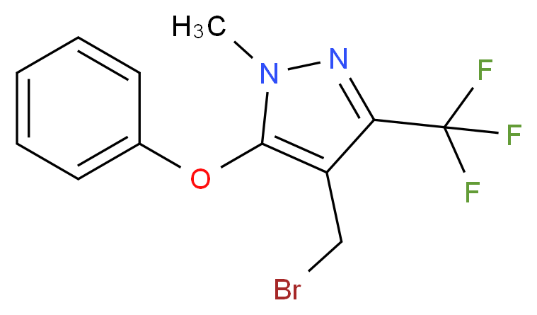 4-(Bromomethyl)-1-methyl-5-phenoxy-3-(trifluoromethyl)-1H-pyrazole 97%_分子结构_CAS_912569-72-3)