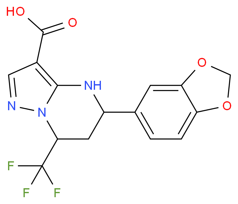 5-Benzo[1,3]dioxol-5-yl-7-trifluoromethyl-4,5,6,7-tetrahydro-pyrazolo[1,5-a]pyrimidine-3-carboxylic_分子结构_CAS_)