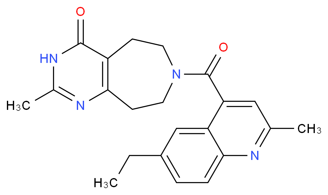 7-[(6-ethyl-2-methyl-4-quinolinyl)carbonyl]-2-methyl-3,5,6,7,8,9-hexahydro-4H-pyrimido[4,5-d]azepin-4-one_分子结构_CAS_)