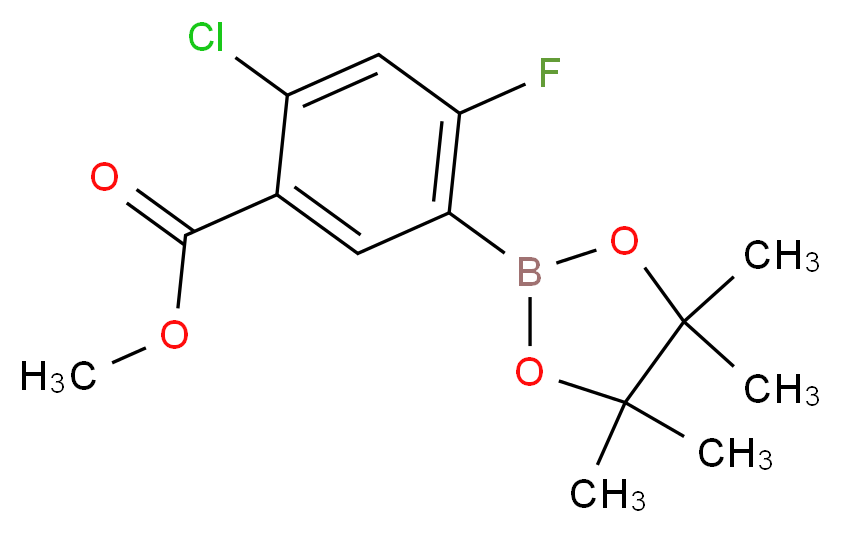 methyl 2-chloro-4-fluoro-5-(tetramethyl-1,3,2-dioxaborolan-2-yl)benzoate_分子结构_CAS_1073339-13-5