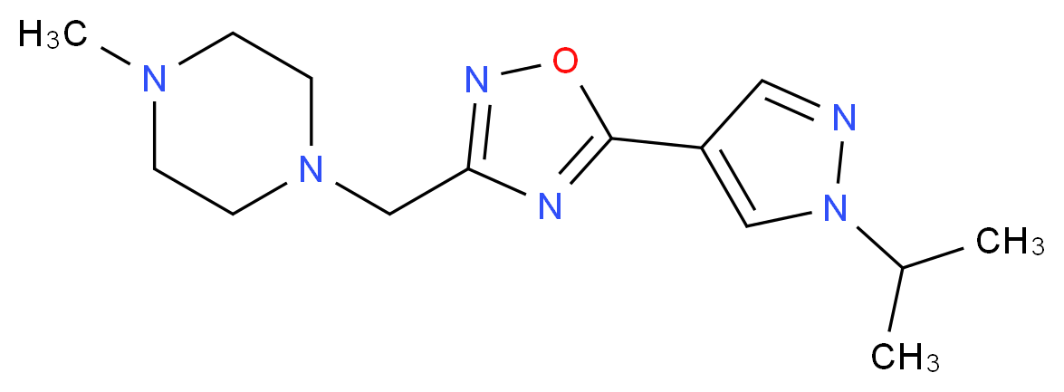 1-{[5-(1-isopropyl-1H-pyrazol-4-yl)-1,2,4-oxadiazol-3-yl]methyl}-4-methylpiperazine_分子结构_CAS_)