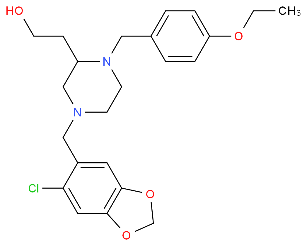 2-[4-[(6-chloro-1,3-benzodioxol-5-yl)methyl]-1-(4-ethoxybenzyl)-2-piperazinyl]ethanol_分子结构_CAS_)