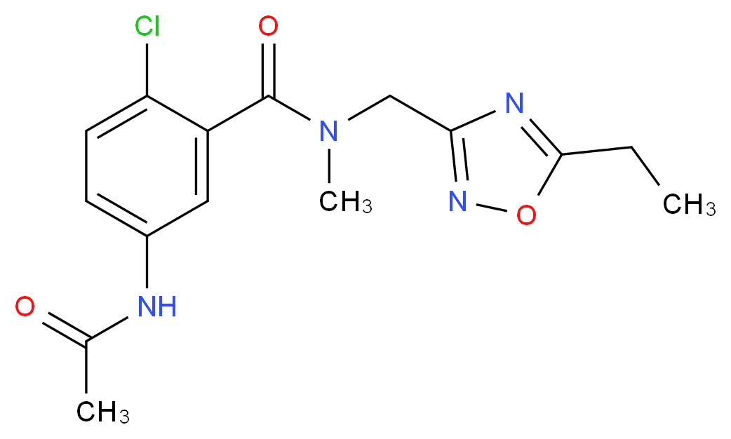 5-(acetylamino)-2-chloro-N-[(5-ethyl-1,2,4-oxadiazol-3-yl)methyl]-N-methylbenzamide_分子结构_CAS_)