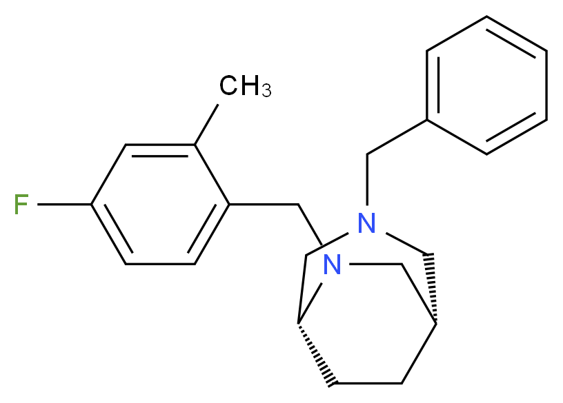 (1S*,5R*)-3-benzyl-6-(4-fluoro-2-methylbenzyl)-3,6-diazabicyclo[3.2.2]nonane_分子结构_CAS_)