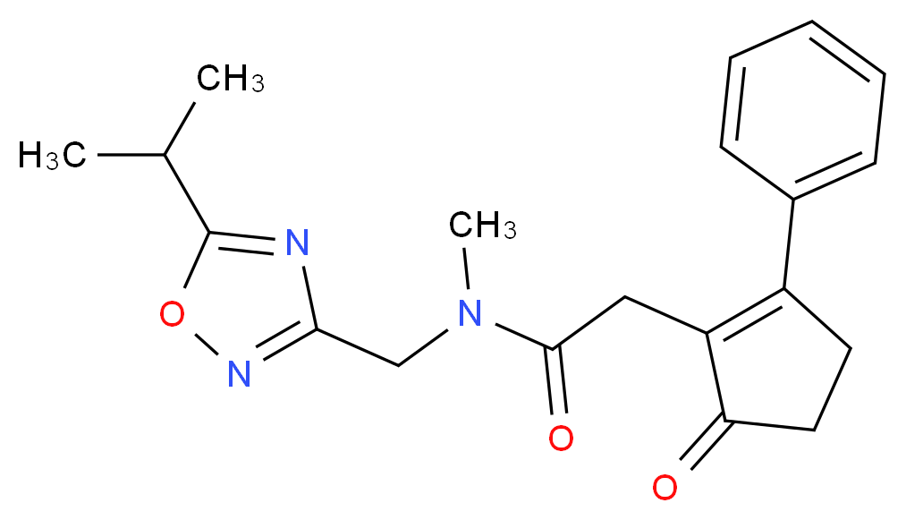 N-[(5-isopropyl-1,2,4-oxadiazol-3-yl)methyl]-N-methyl-2-(5-oxo-2-phenyl-1-cyclopenten-1-yl)acetamide_分子结构_CAS_)