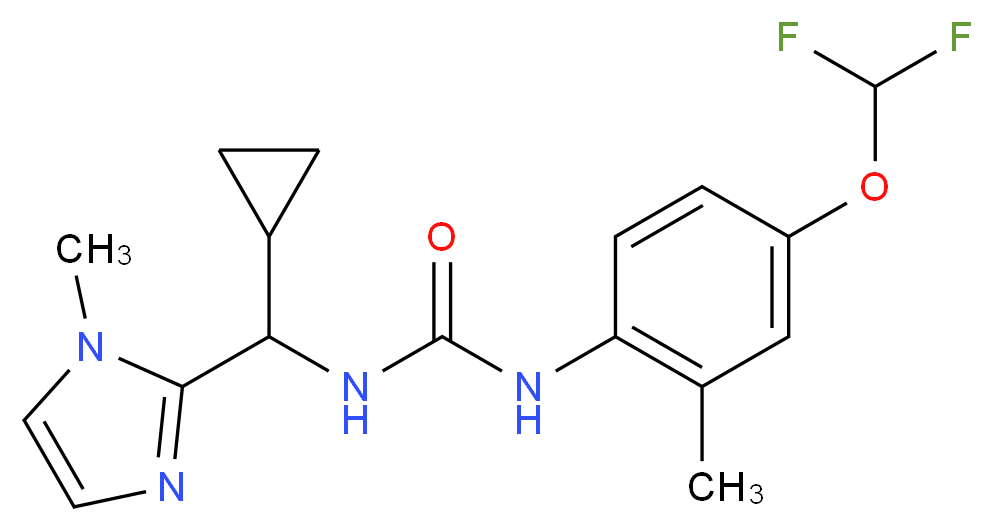 N-[cyclopropyl(1-methyl-1H-imidazol-2-yl)methyl]-N'-[4-(difluoromethoxy)-2-methylphenyl]urea_分子结构_CAS_)