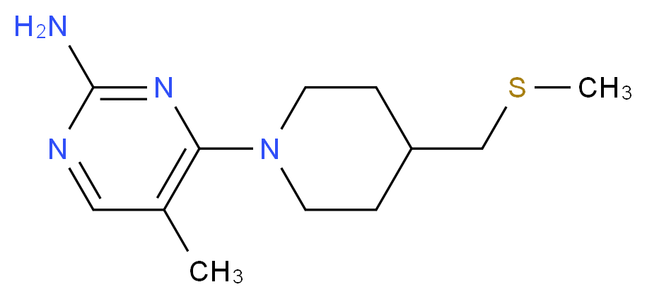 5-methyl-4-{4-[(methylthio)methyl]piperidin-1-yl}pyrimidin-2-amine_分子结构_CAS_)