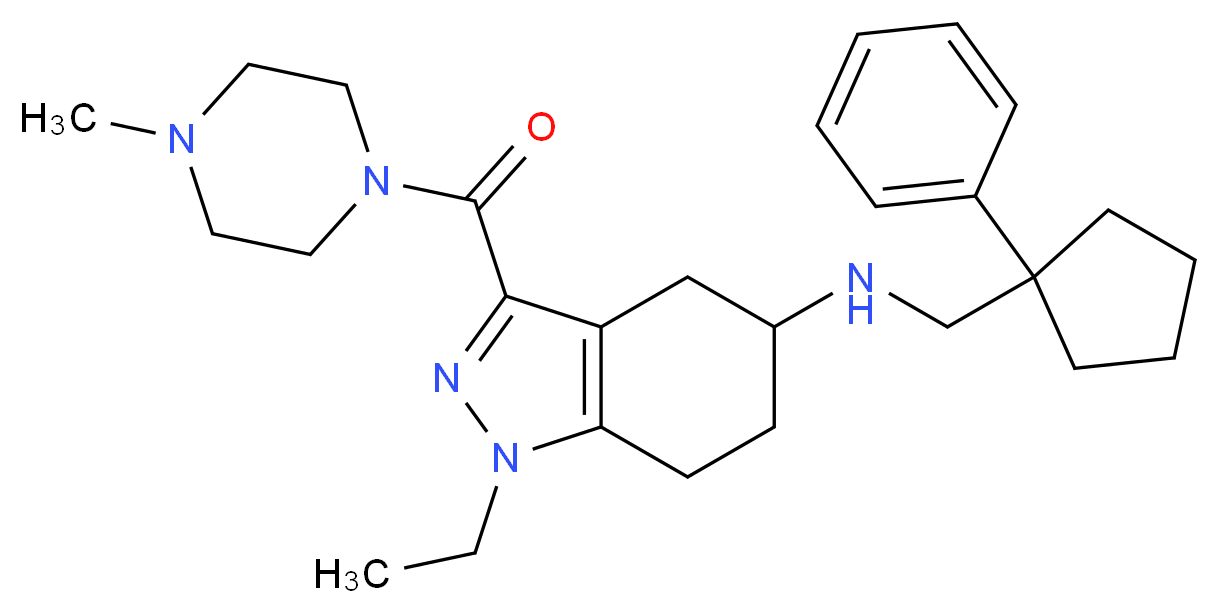 1-ethyl-3-[(4-methyl-1-piperazinyl)carbonyl]-N-[(1-phenylcyclopentyl)methyl]-4,5,6,7-tetrahydro-1H-indazol-5-amine_分子结构_CAS_)