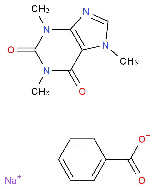 sodium 1,3,7-trimethyl-2,3,6,7-tetrahydro-1H-purine-2,6-dione benzoate_分子结构_CAS_8000-95-1