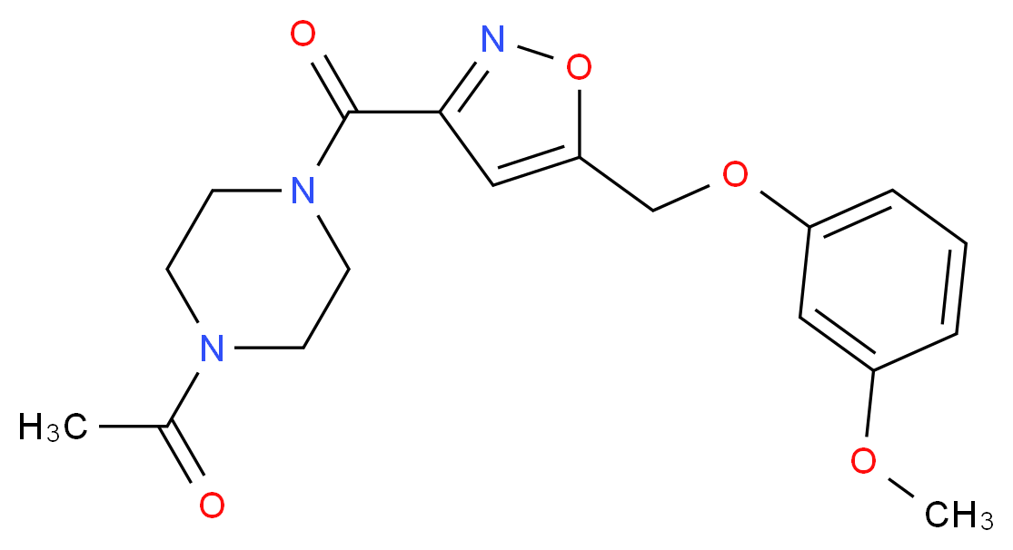 1-acetyl-4-({5-[(3-methoxyphenoxy)methyl]-3-isoxazolyl}carbonyl)piperazine_分子结构_CAS_)